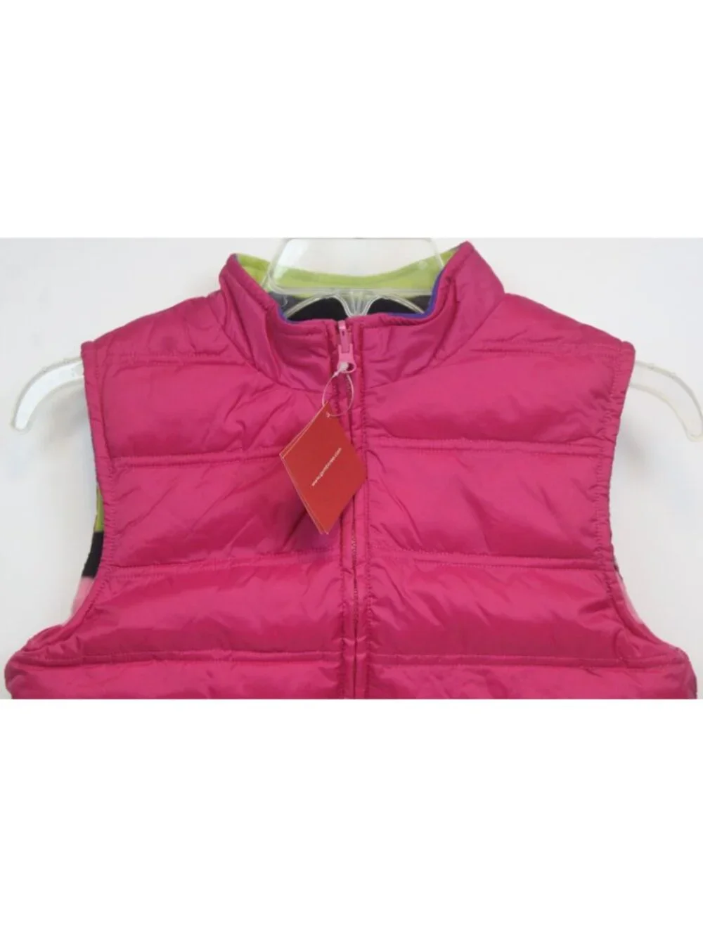 2008 Gymboree Candy Shoppe Puffer Vest sz L 10/12 Fleece Stripe Reversible NWT